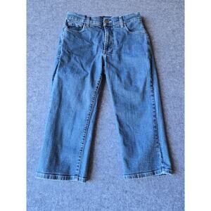 NYDJ Women's Cropped Jeans Lift Tuck Technology Blue Size 6P Embellished Pockets